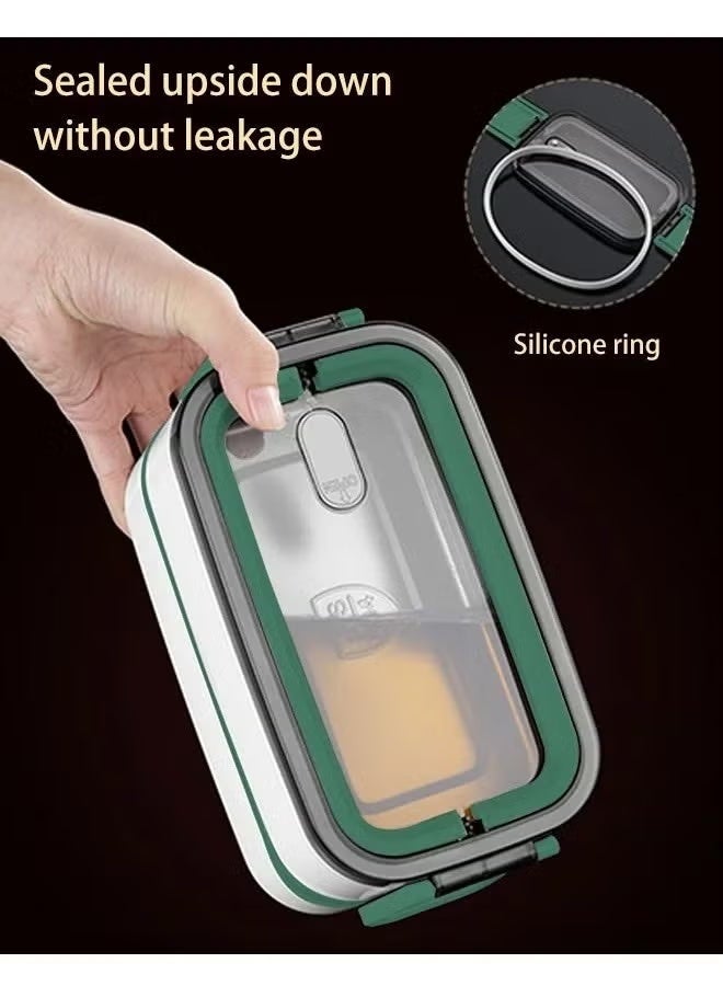 VOGMAX Tableware Bento Box,  Heat Preservation, Double-layer stainless steel Lunch Box, Food Grade Portable Student Lunch Box Multicolour ‎21.5 x 11.5 x 10.5 cm - Image 4